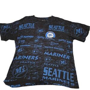 vintage 1990s Seattle Mariners All-Over Print (AOP) single-stitch t-shirt large